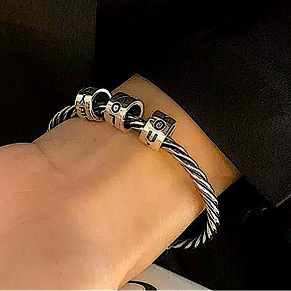 Sterling Silver I Love You Anxiety Bangle Bracelet - Picture 1 of 9